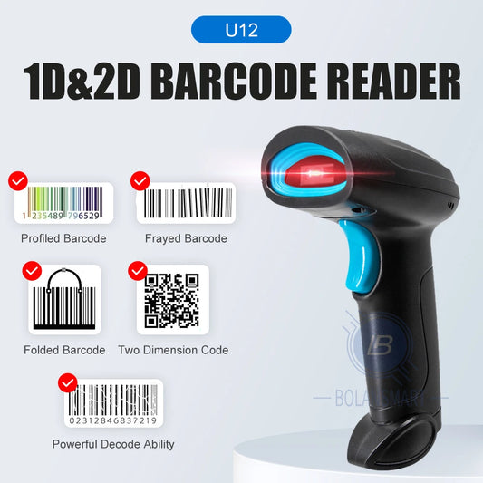1D 2D Barcode Scanner - Wireless Bluetooth & Wired Bar Code Reader