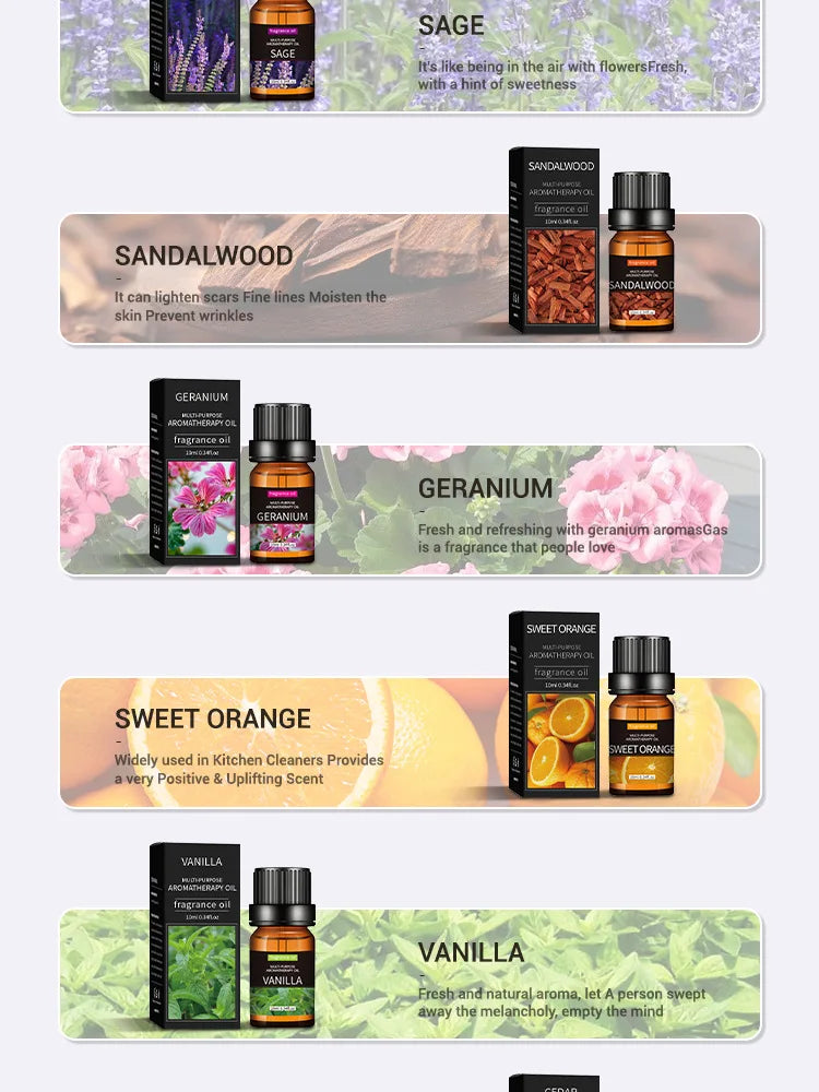 Premium Essential Oil Collection - 20 Scents for Diffusers & Humidifiers