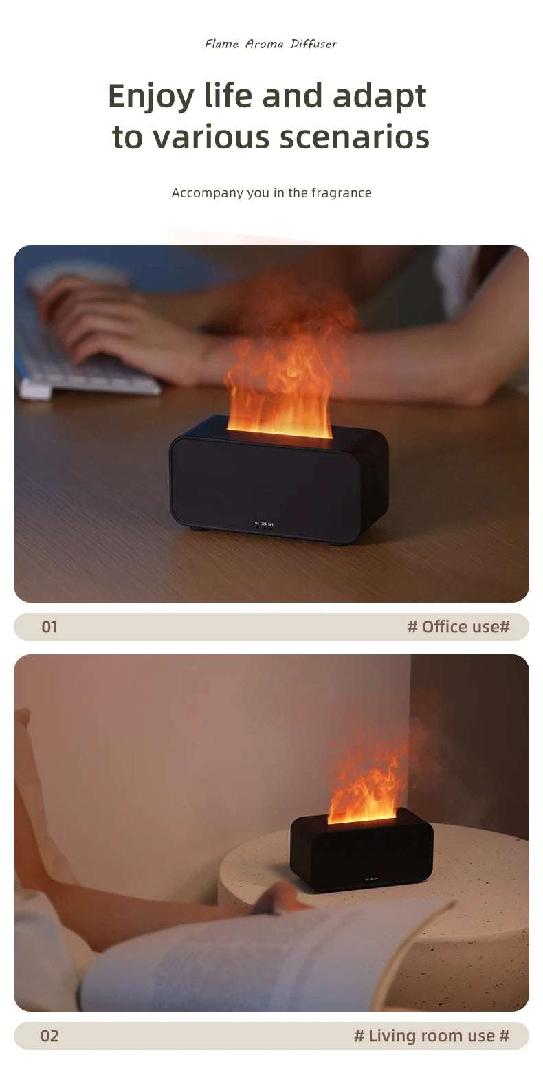 Ultrasonic Essential Oil Diffuser with LED Flame Effect & Timer