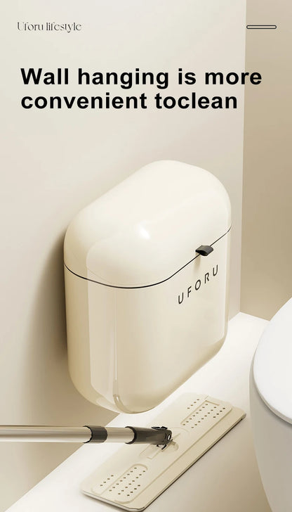 Premium Wall-Mounted Trash Can with Lid - Large Capacity Waterproof Bin