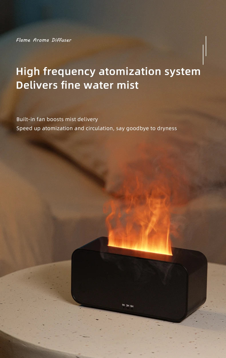 Ultrasonic Essential Oil Diffuser with LED Flame Effect & Timer