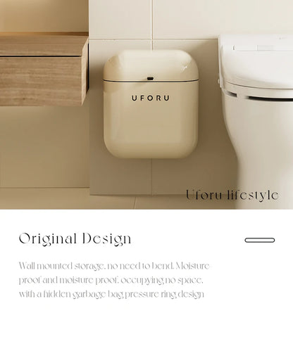 Premium Wall-Mounted Trash Can with Lid - Large Capacity Waterproof Bin